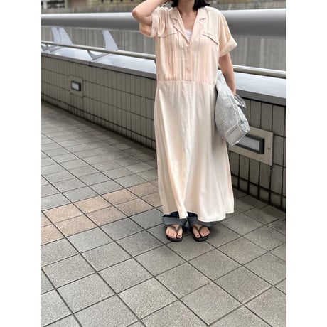 70's～80's NINA PICCALINO Open Collar Rayon One Piece