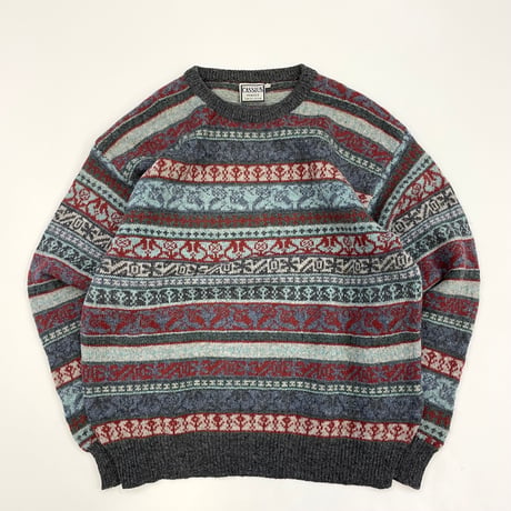 ～00's Shetland Wool Jacquard Sweater XLサイズ