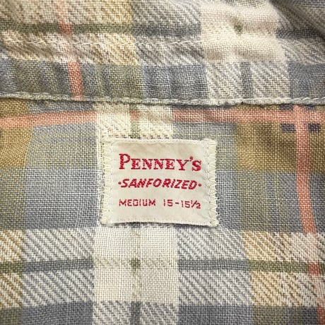 "junk boro" 50's～60's Penney's Print Flannel Shirt Mサイズ