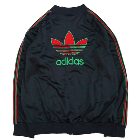 80's Adidas "RUN DMC" Back Trefoil Track Jersey Top Black XLサイズ USA製