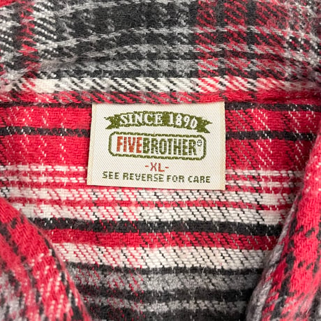 90's FIVE BROTHER Check Flannel Shirt XLサイズ