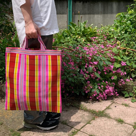 'New' Ethnic Random-Stripe Mesh Tote Bag