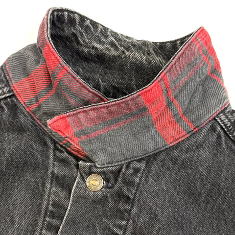 90's Levi's 70427 "Flannel Lined" Black Denim Trucker Jacket USA製