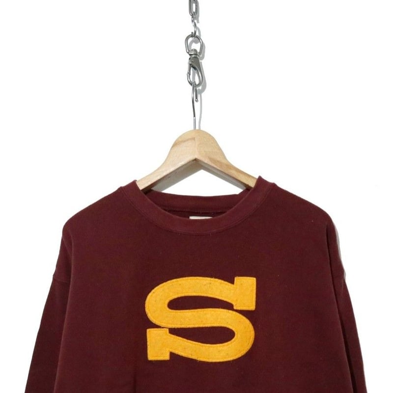 old STUSSY スカル フェルトワッペンスウェットブラウン ヴィンテージ