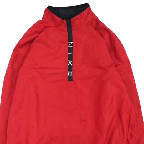 90's OLD NIKE "Zip Logo" Nylon Pull Over Jacket RED Lサイズ