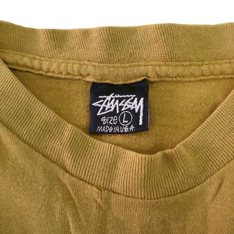 80's～90's OLD STUSSY 黒タグ "Shadow Man" 刺繍 Tシャツ Lサイズ USA製