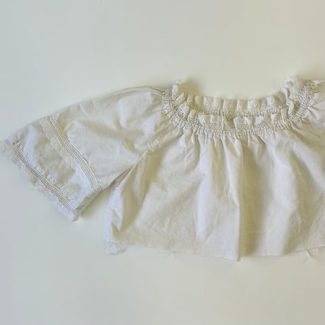 "Women's" 80's～ EURO Vintage Cropped Lace Blouse