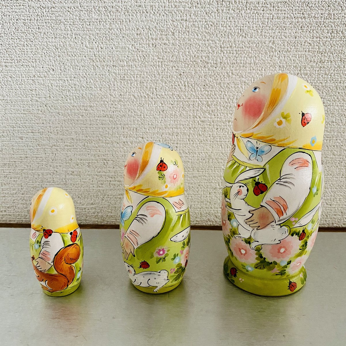 月末セール‼️アーティスト　イリーナ・ママエヴァ作品　キノコ型マトリョーシカ5組 イリーナ・ヴァトゥルーシキナ作マトリョーシカ【春の喜び