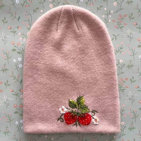 Muhu刺繍ニット帽【Pink】