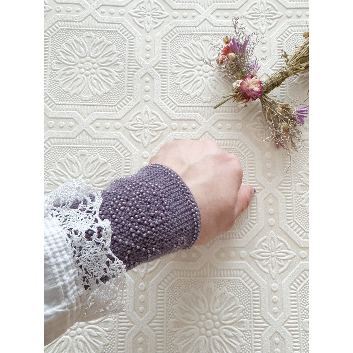 リトアニア＊リエシネス(リストウォーマー)Mauve | ちくちくバルト舎