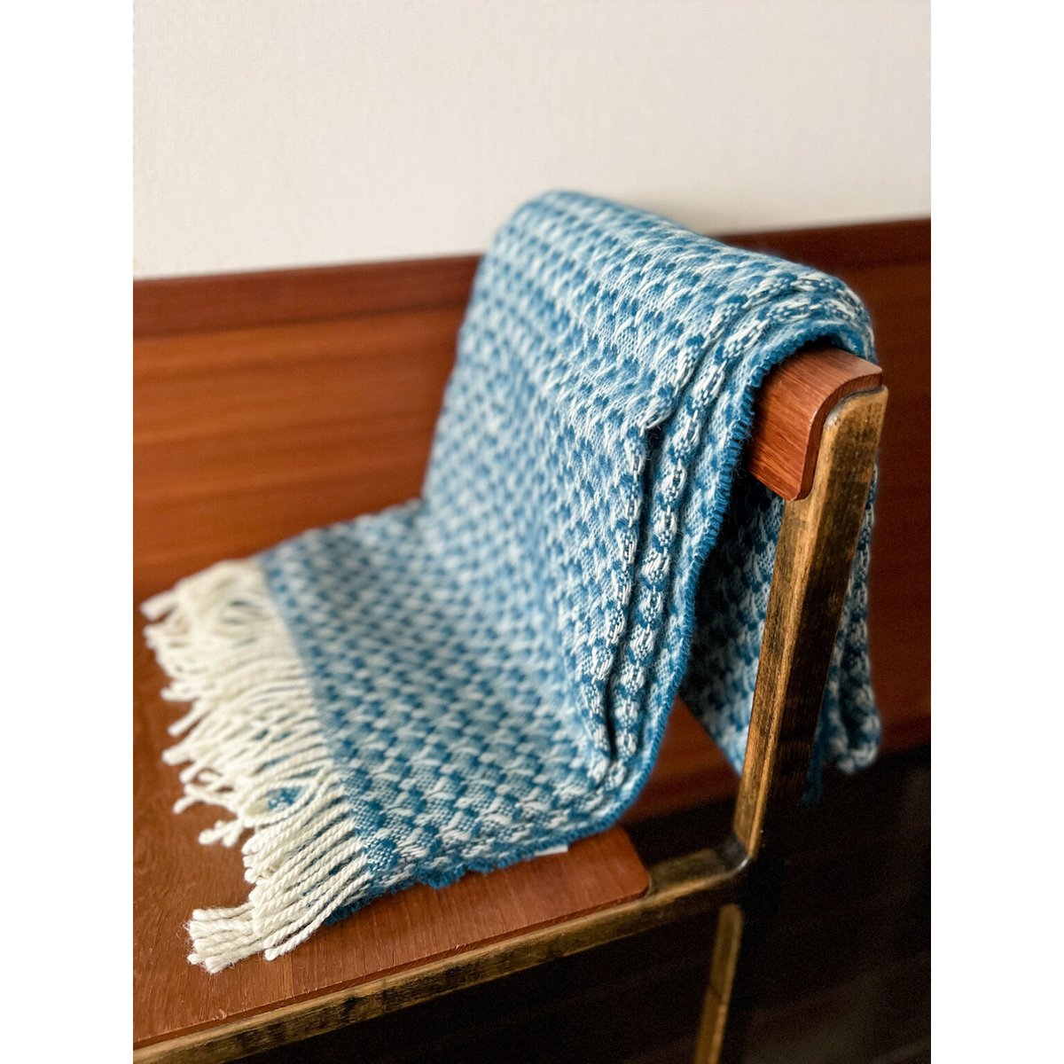 LANEROSSIウールブランケット＊ブルー | ちくちくバルト舎