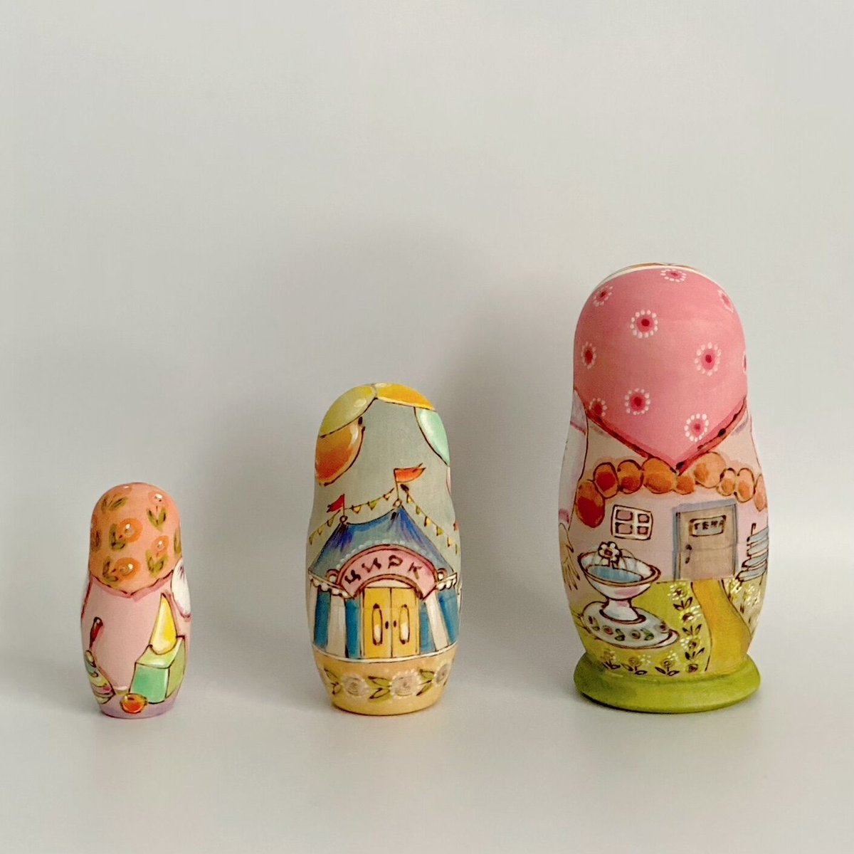 3p 動物さんマトリョーシカ 「パンダ」 10.5cm - ロシア雑貨やるまるか 