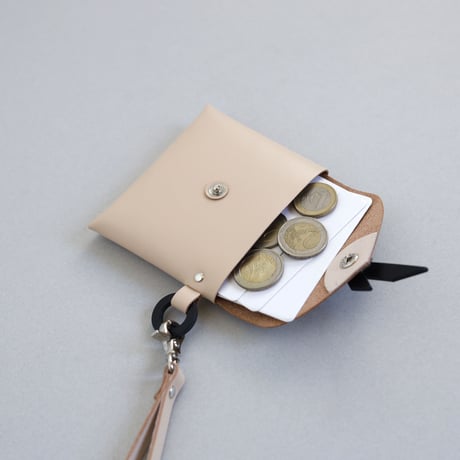 [ ori series] 折り ストラップケース＃ベージュx黒 / ori strap case #beige x black