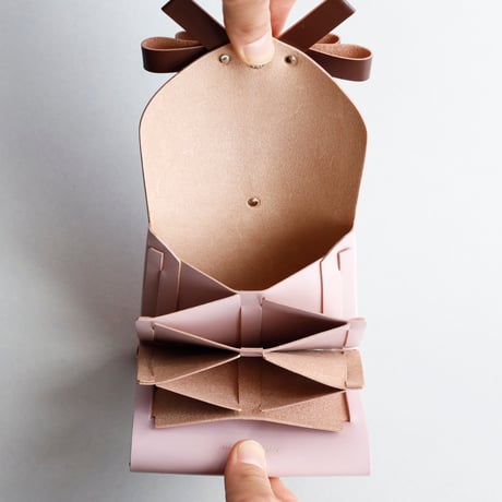 [sou series]  リボン ショートウォレット ピンクxブラウン / ribbon short wallet pink x brown