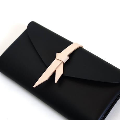 [ ori series] 折りロングウォレット マグ＃黒ｘベージュ / ori long wallet mag #black x beige