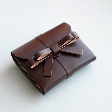 [archive] シワ・黒点あり リボン ショートウォレット ブラウン/ ribbon short wallet #brown