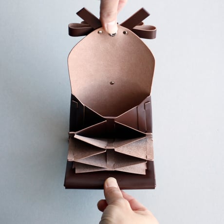 [archive] シワ・黒点あり リボン ショートウォレット ブラウン/ ribbon short wallet #brown