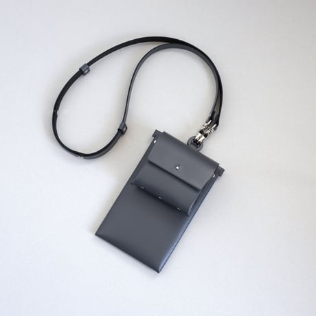 レザーショルダー phone case+wallet  ＃ダークグレー/ leather shoulder phone case+wallet #D.gray
