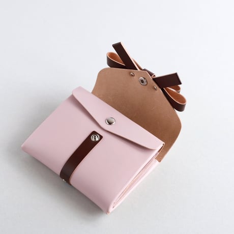 [sou series]  リボン ショートウォレット ピンクxブラウン / ribbon short wallet pink x brown