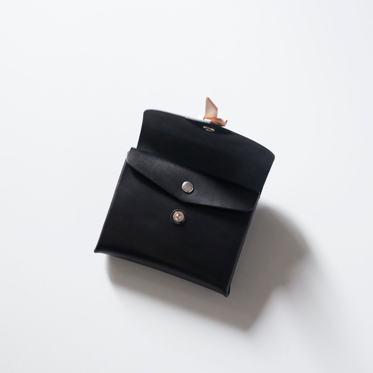 ori series] 折りショートウォレット＃黒xベージュ / ori short wa