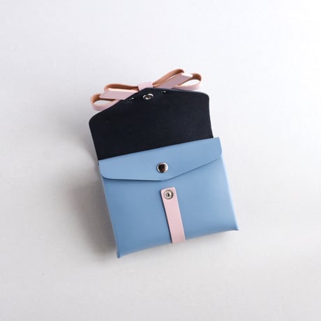 [sou series]  リボン ショートウォレット グレイブルーｘピンク/ ribbon short wallet gray blue x pink