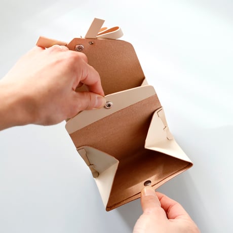 [archive] 皺あり リボン ショートウォレット ベージュ/ ribbon short wallet beige