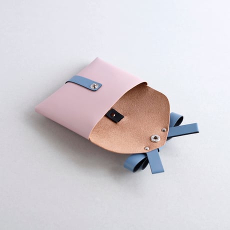[ sou series] リボンカードケース＃ピンクxグレイブルー / ribbon card case #pink x grayblue