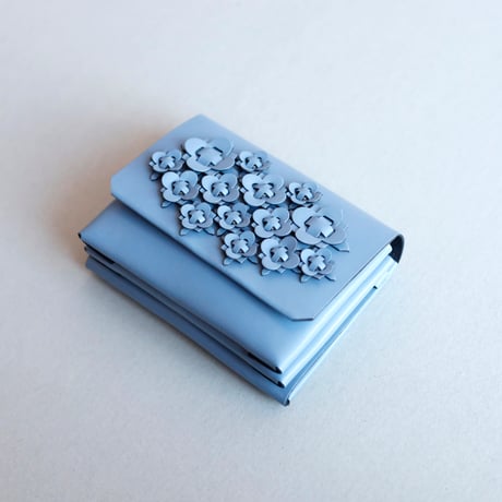 [花圃] フラワー ミニウォレット グレイブルー / [flower garden] flower mini wallet #grayblue