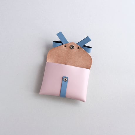 [ sou series] リボンカードケース＃ピンクxグレイブルー / ribbon card case #pink x grayblue