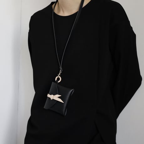 [ ori series] 折り ストラップケース＃黒xベージュ / ori strap case #black x beige