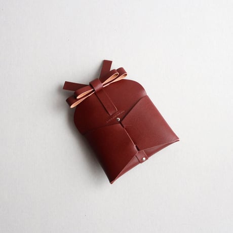 [ sou series] リボンカードケース＃レッドブラウン / ribbon card case #red brown
