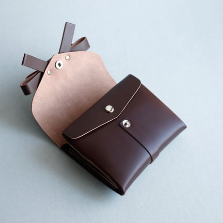 [archive] シワ・黒点あり リボン ショートウォレット ブラウン/ ribbon short wallet #brown