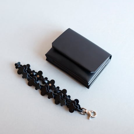 [花冠] フラワー ミニウォレット 黒 / [flower crown] flower mini wallet #black