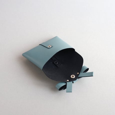 [archive] 黒点・汚れあり リボンカードケース＃スモーキーミント / ribbon card case #smoky mint