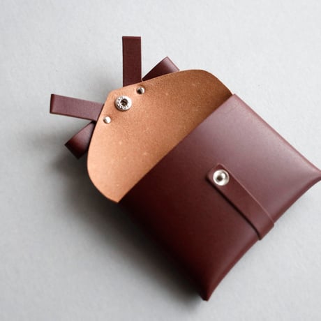 [ sou series] リボンカードケース＃レッドブラウン / ribbon card case #red brown