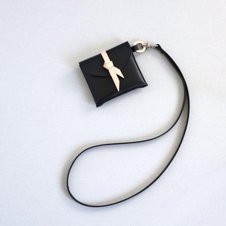 [ ori series] 折り ストラップケース＃黒xベージュ / ori strap case #black x beige