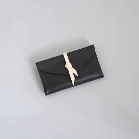[ ori series] 折りロングウォレット マグ＃黒ｘベージュ / ori long wallet mag #black x beige