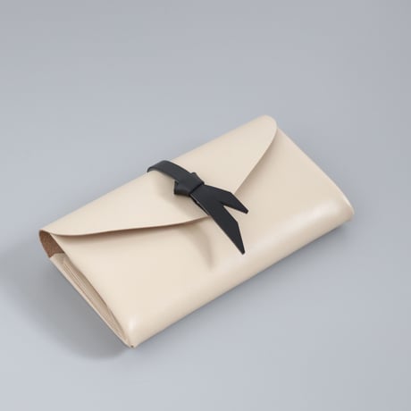 [ ori series] 折りロングウォレット マグ＃ベージュｘ黒 / ori long wallet mag #beige x black