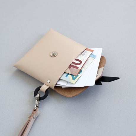 [ ori series] 折り ストラップケース＃ベージュx黒 / ori strap case #beige x black