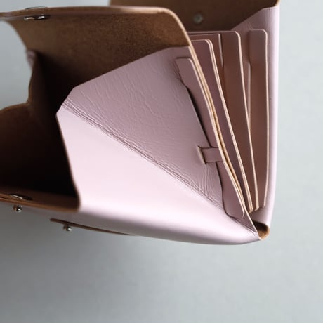 [archive]  シワ・黒点あり リボン ショートウォレット ピンクxグレージュ/ ribbon short wallet #pink x greige