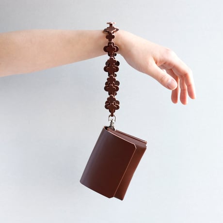 [花冠] フラワー ミニウォレット ブラウン / [flower crown] flower mini wallet #brown