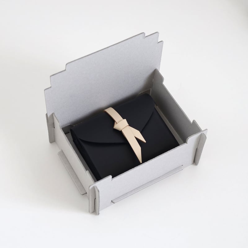 ori series] 折りショートウォレット＃黒xベージュ / ori short wa