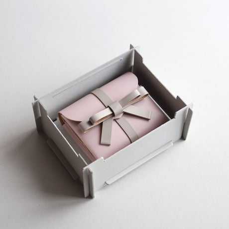 [archive]  シワ・黒点あり リボン ショートウォレット ピンクxグレージュ/ ribbon short wallet #pink x greige