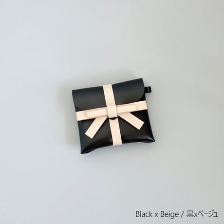 [ sou series] リボン ストラップケース #黒 / ribbon strap case #black