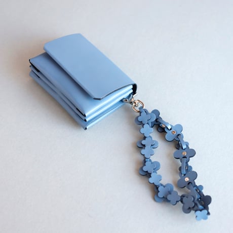 [花冠] フラワー ミニウォレット グレイブルー / [flower crown] flower mini wallet #grayblue