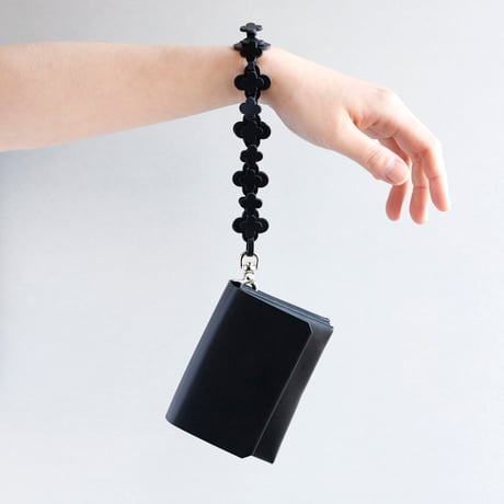[花冠] フラワー ミニウォレット 黒 / [flower crown] flower mini wallet #black