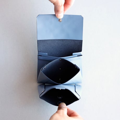 [花圃] フラワー ミニウォレット グレイブルー / [flower garden] flower mini wallet #grayblue