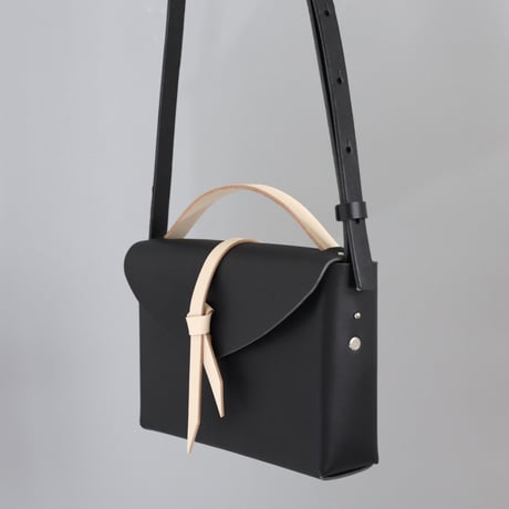 [ ori series]  折り ボックスバッグ スリム＃黒ｘベージュ   / ori box bag slim  #black x beige
