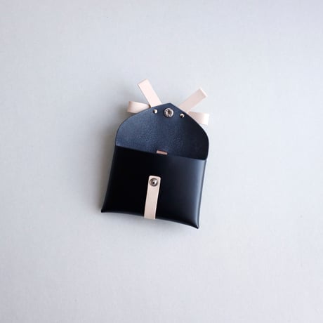 [ sou series] リボンカードケース＃黒xベージュ / ribbon card case #black x beige