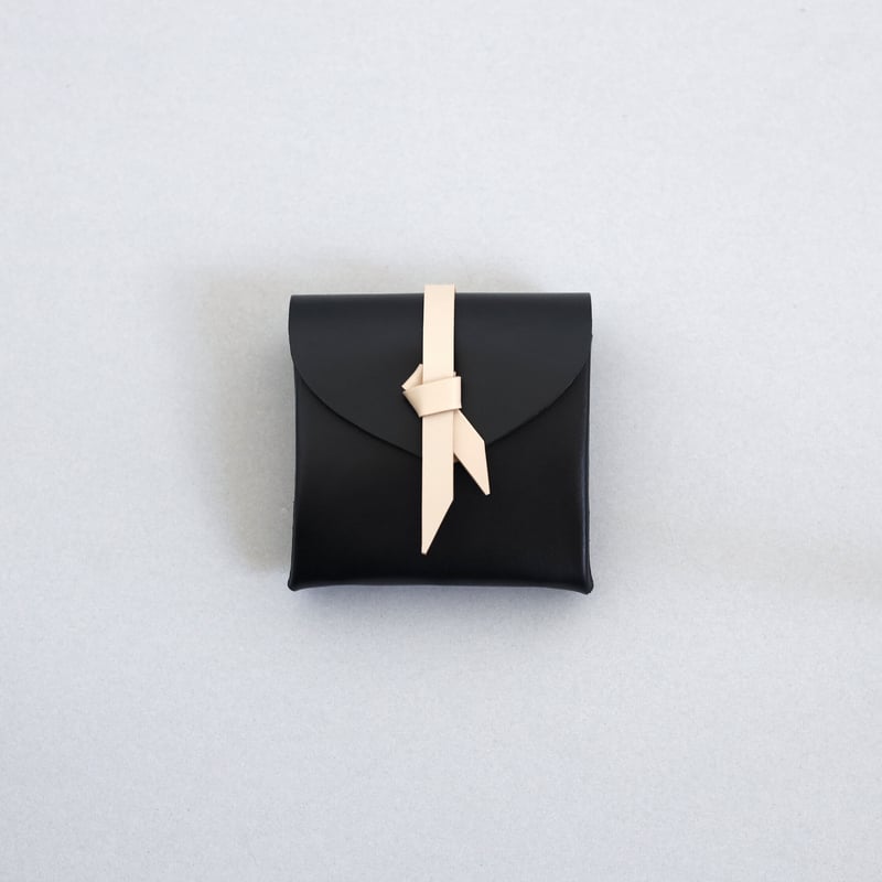 ori series] 折りミニウォレット＃黒xベージュ / ori mini walle